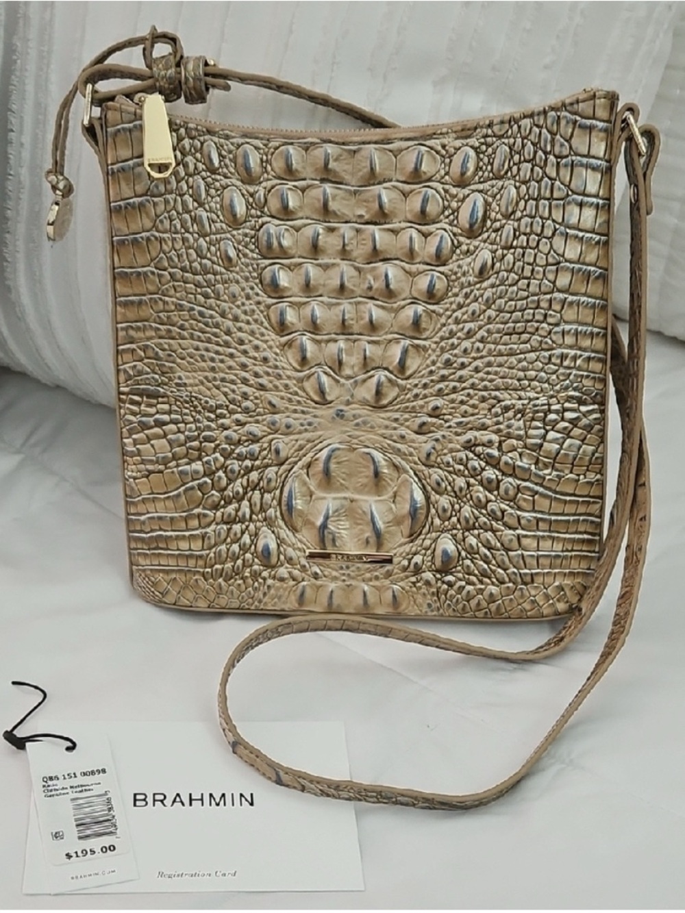 Brahmin Katie Melbourne Embossed Croc-Pattern Crossbody Bag